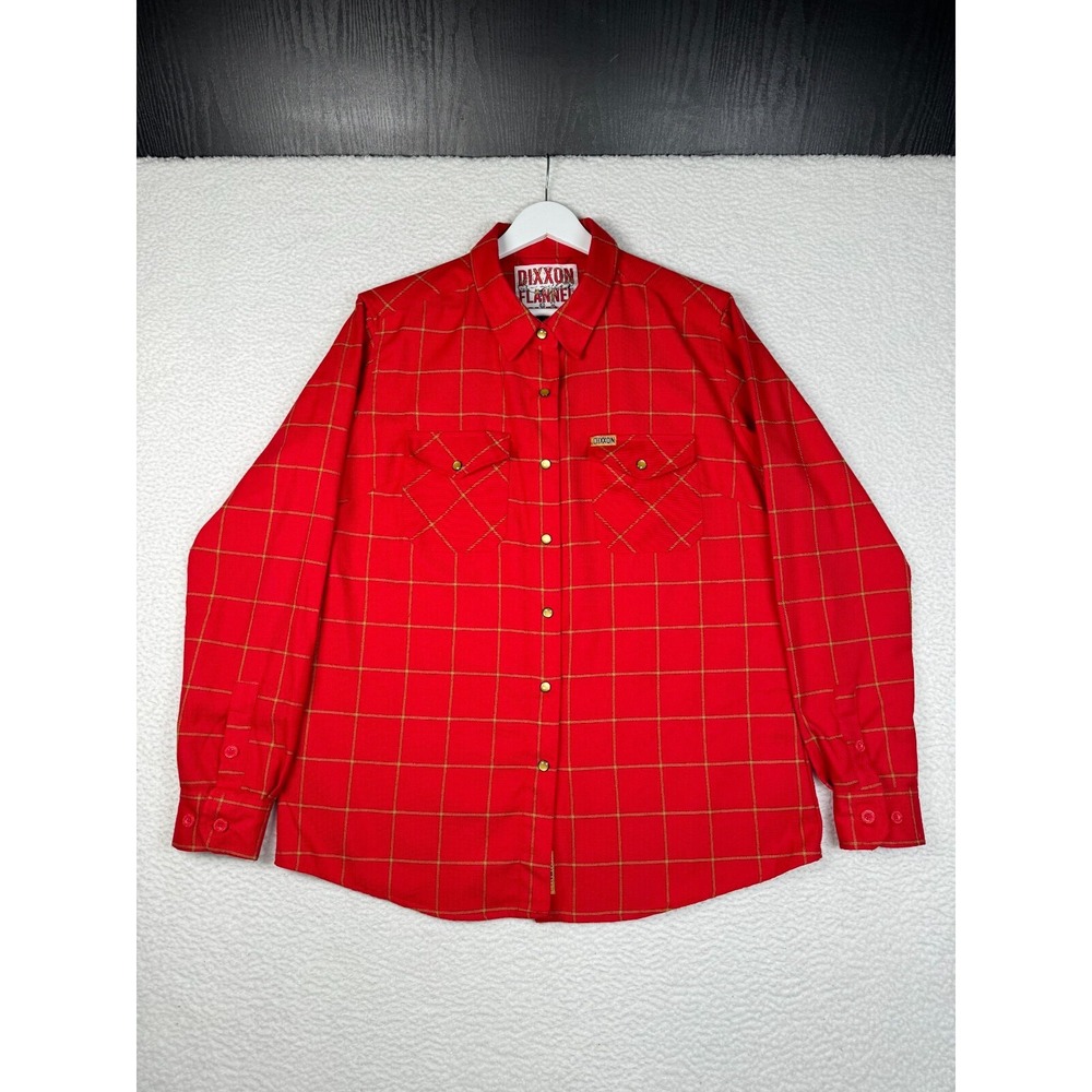 Dixxon Flannel Doomsday Shirt Mens Large Red Checkered Western Pocket Snap Front